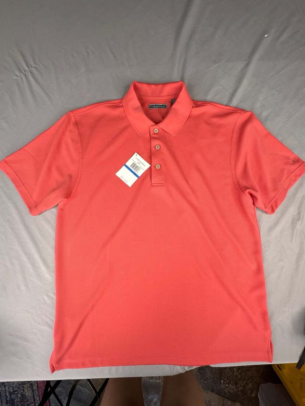 Cubavera Polo Shirt Size XL Coral Short Sleeve Textured Knit New